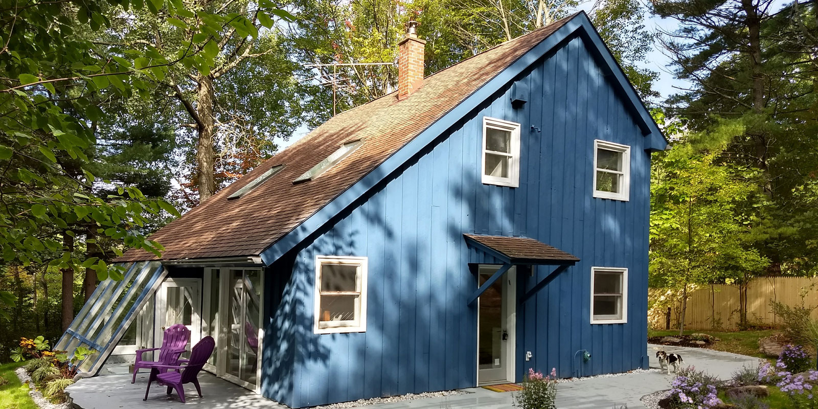Blue house with angular shape